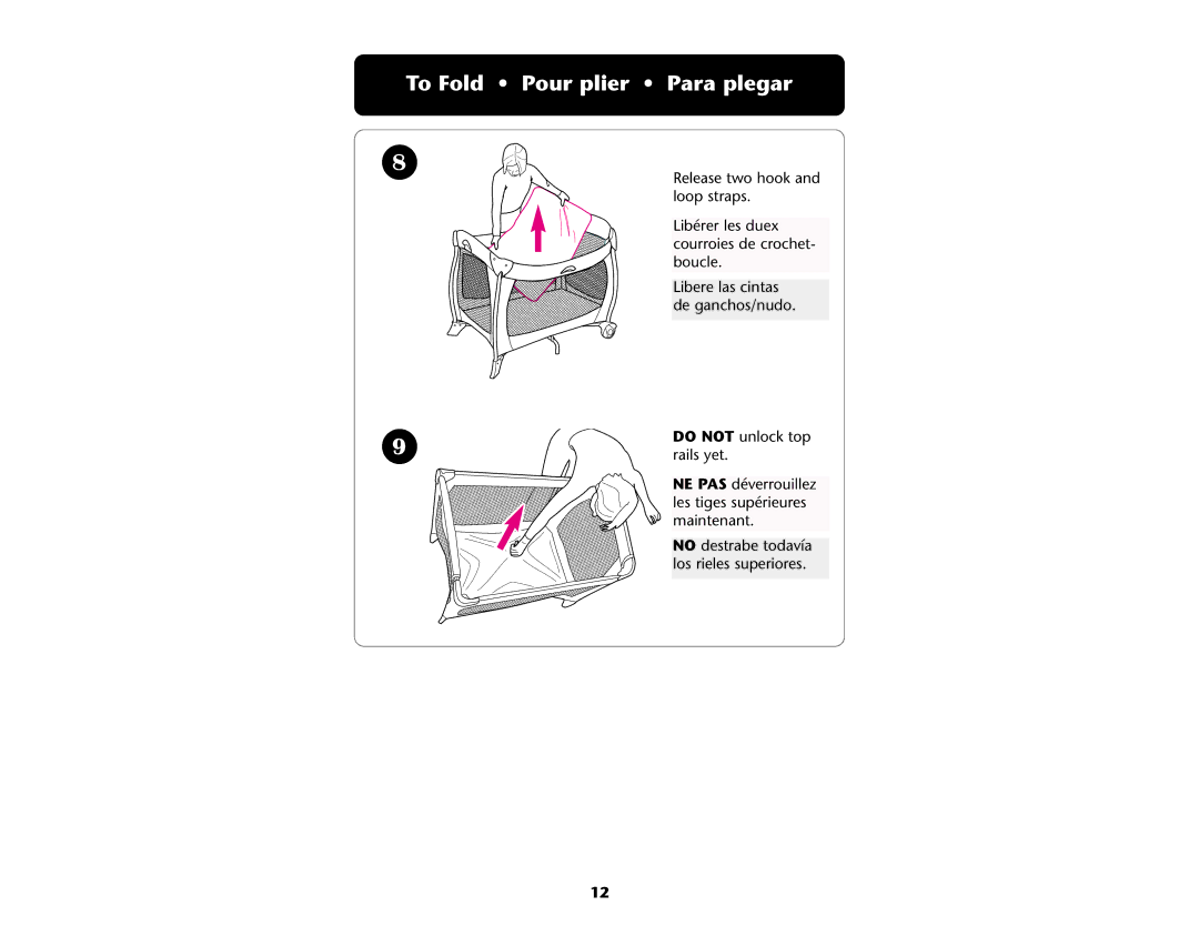 Graco ISPP047AB manual To Fold Pour plier Para plegar 