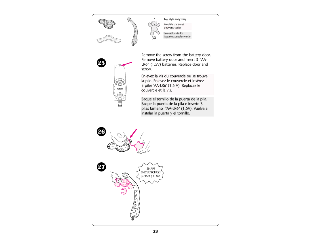 Graco ISPP047AB manual Snap Enclenchez ¡CHASQUIDO 