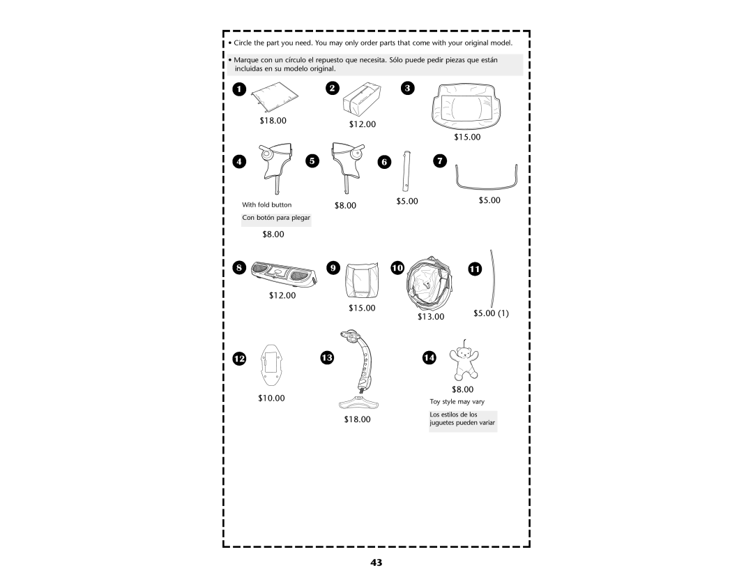 Graco ISPP047AB manual Circle the part you need. You may only order parts that come with your original model 