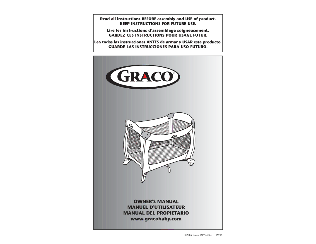 Graco ISPP047AC manual Read all instructions Before assembly and USE of product 