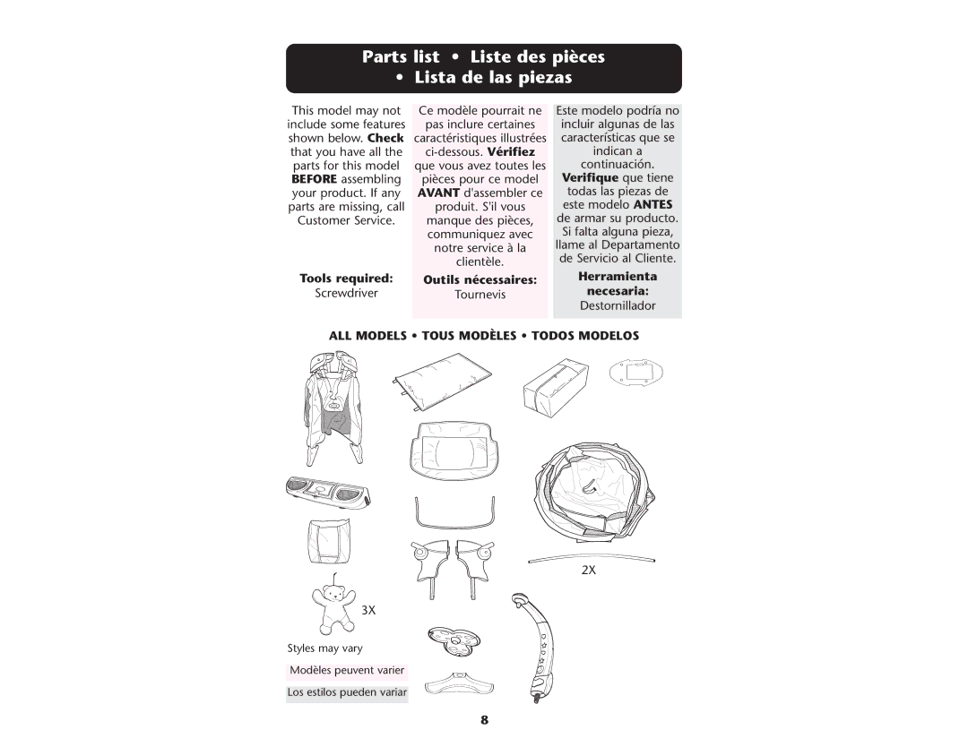 Graco ISPP047AC manual Parts list Liste des pièces Lista de las piezas, Verifique que tiene, Necesaria 