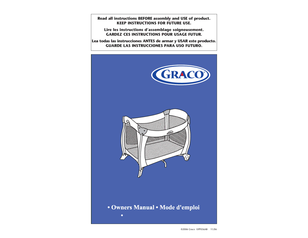 Graco ISPP056AB manual Read all instructions Before assembly and USE of product 