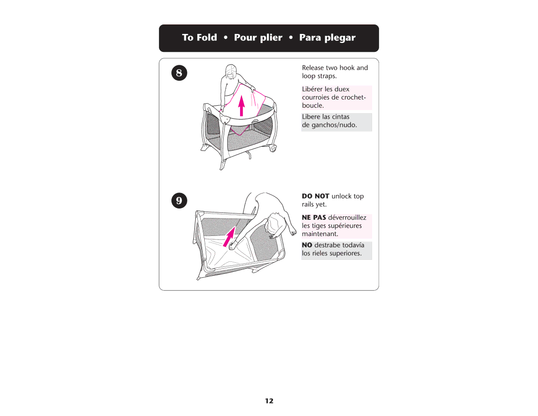 Graco ISPP056AB manual To Fold Pour plier Para plegar 