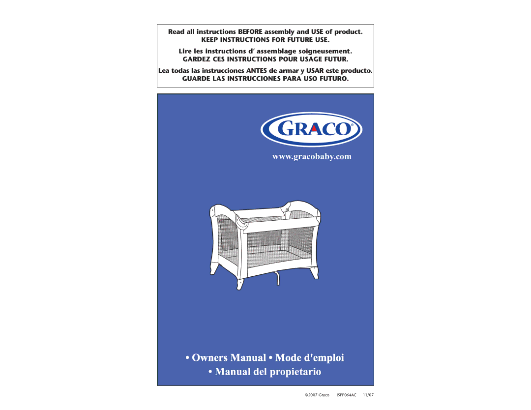 Graco ISPP064AC manual Read all instructions Before assembly and USE of product 