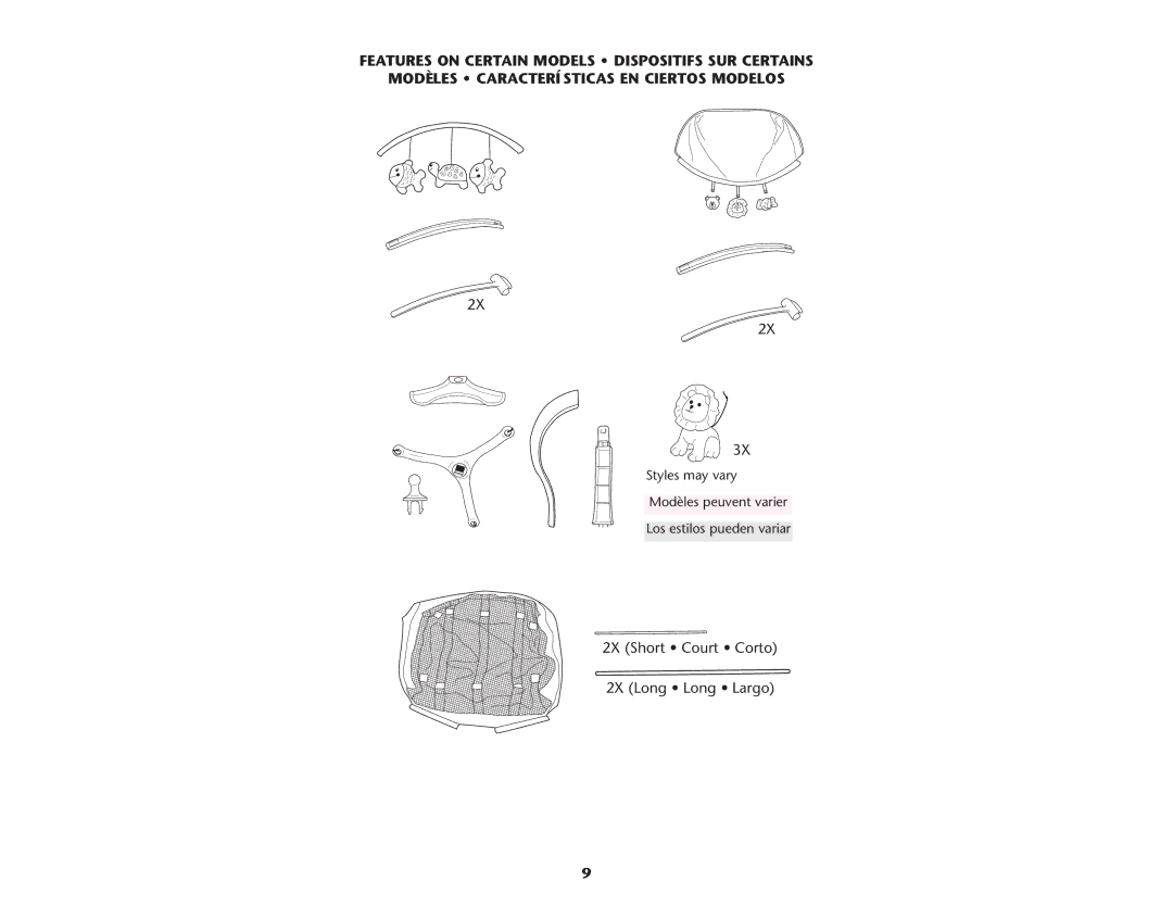 Graco ISPP064AC manual 2X Short Court Corto 2X Long Long Largo 