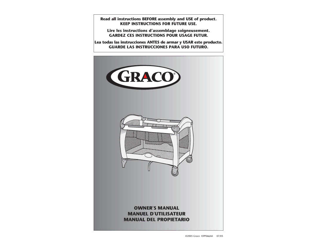 Graco ISPP066AA manual Read all instructions Before assembly and USE of product 