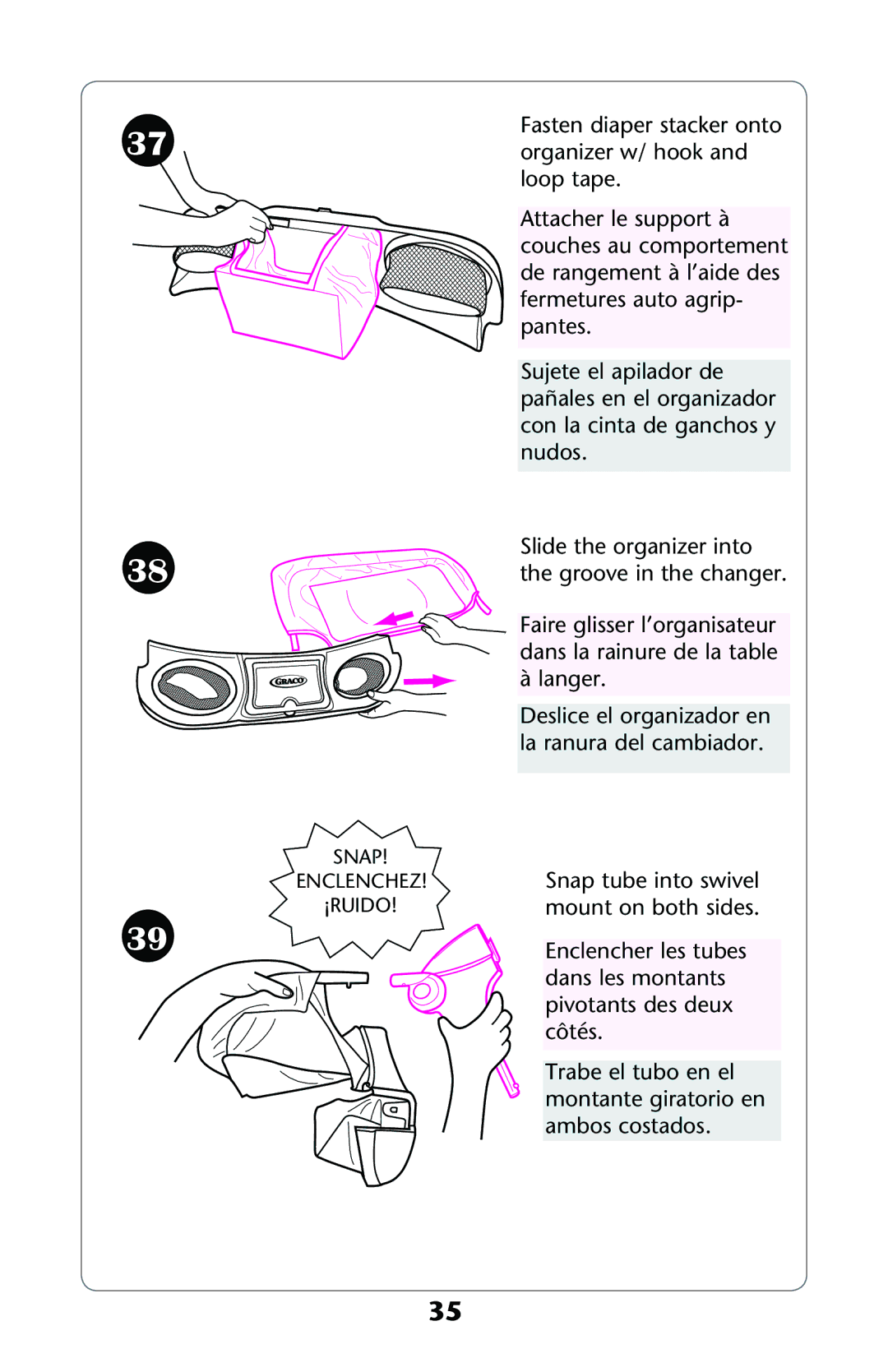 Graco ISPP071AC owner manual Snap Enclenchez ¡RUIDO 