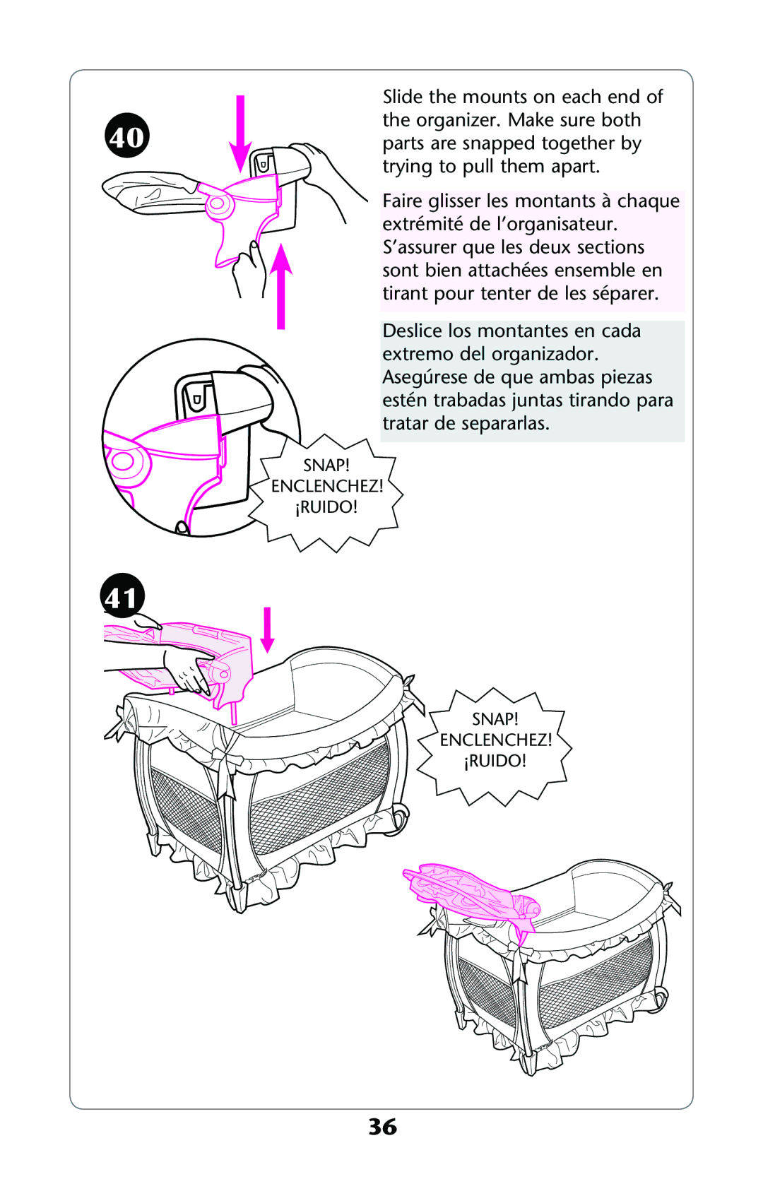 Graco ISPP071AC owner manual Snap Enclenchez ¡RUIDO 