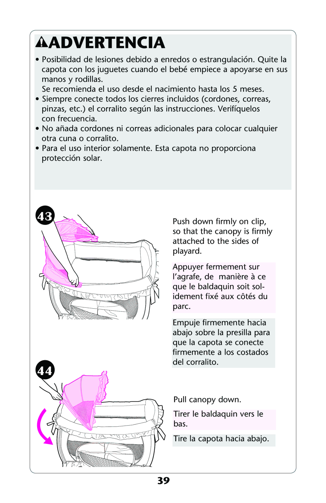 Graco ISPP071AC owner manual Advertencia 