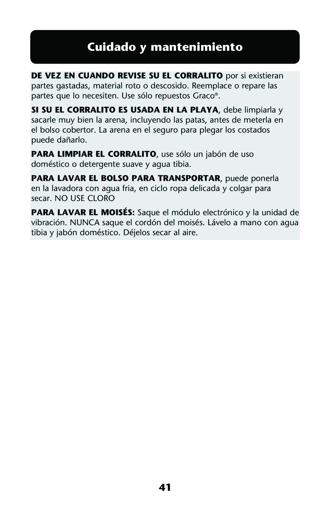 Graco ISPP071AC owner manual Cuidado y mantenimiento 