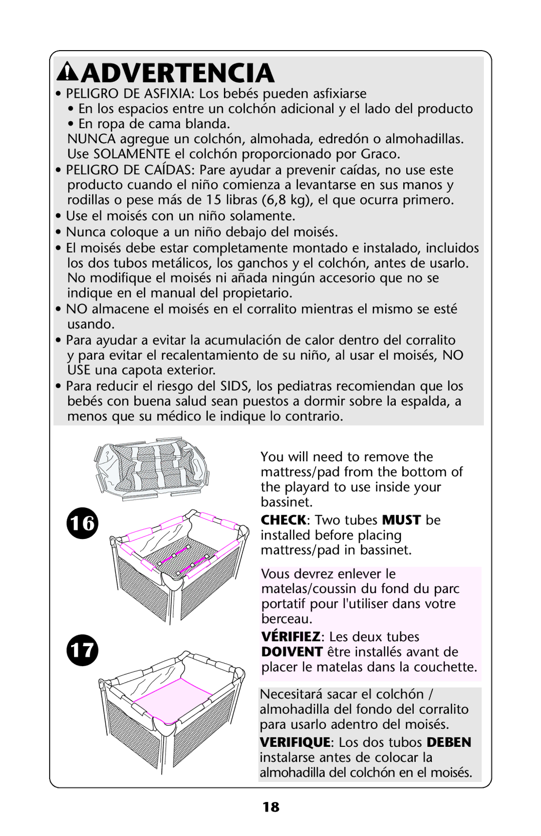 Graco ISPP072AB owner manual Advertencia 