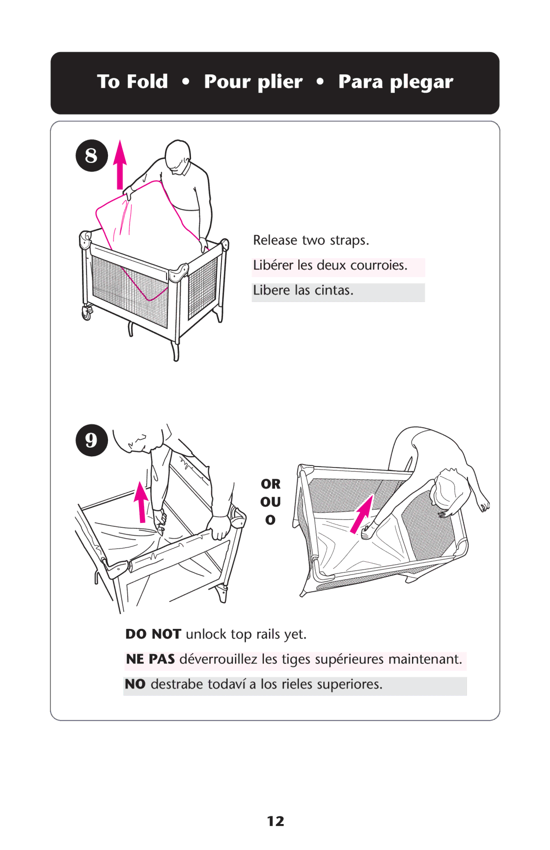 Graco ISPP072AC owner manual To Fold Pour plier Para plegar 