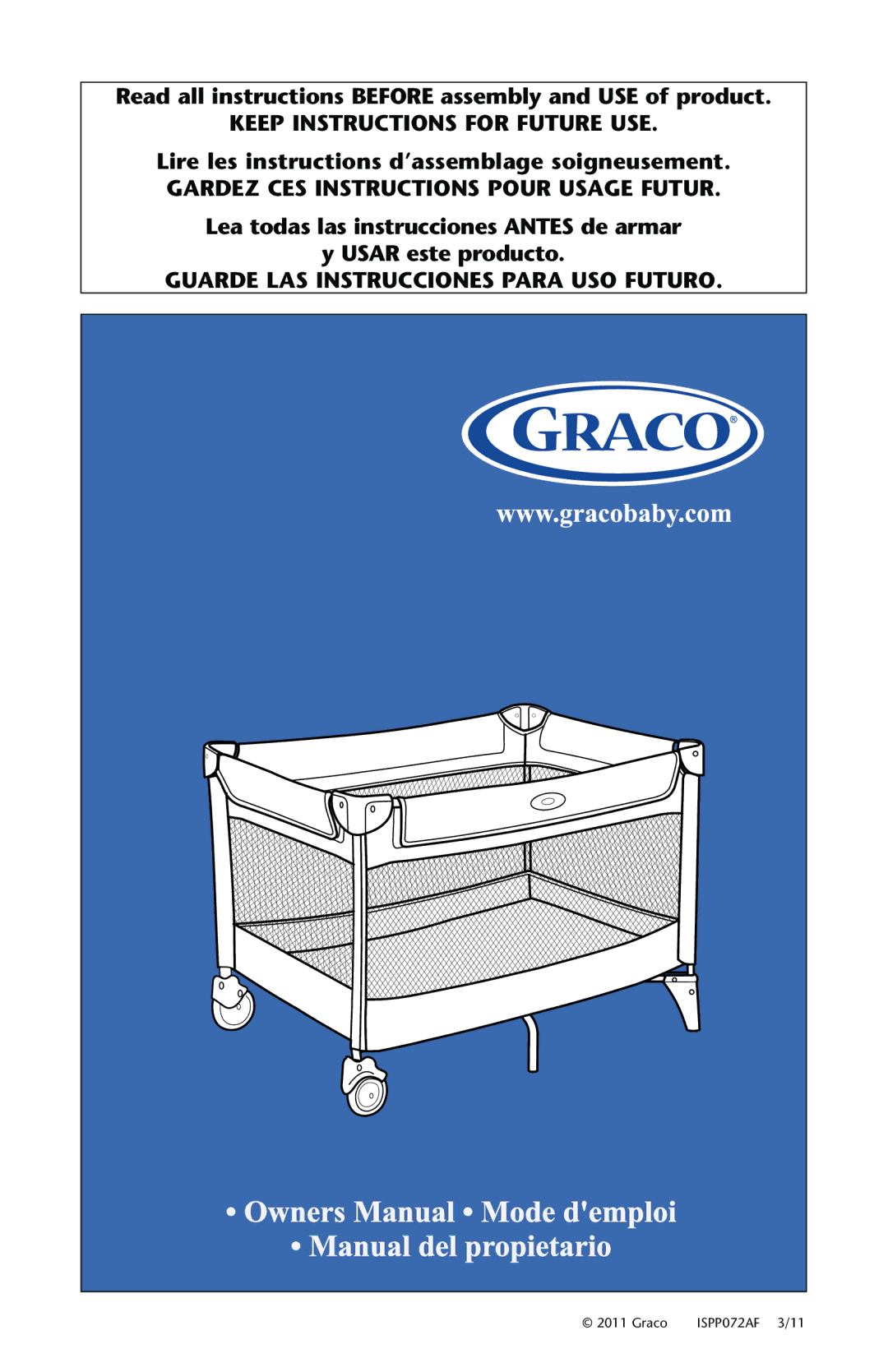 Graco ISPP072AF manual Read all instructions Before assembly and USE of product 