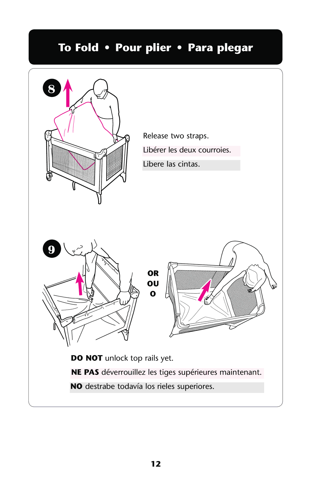 Graco ISPP072AF manual To Fold Pour plier Para plegar 