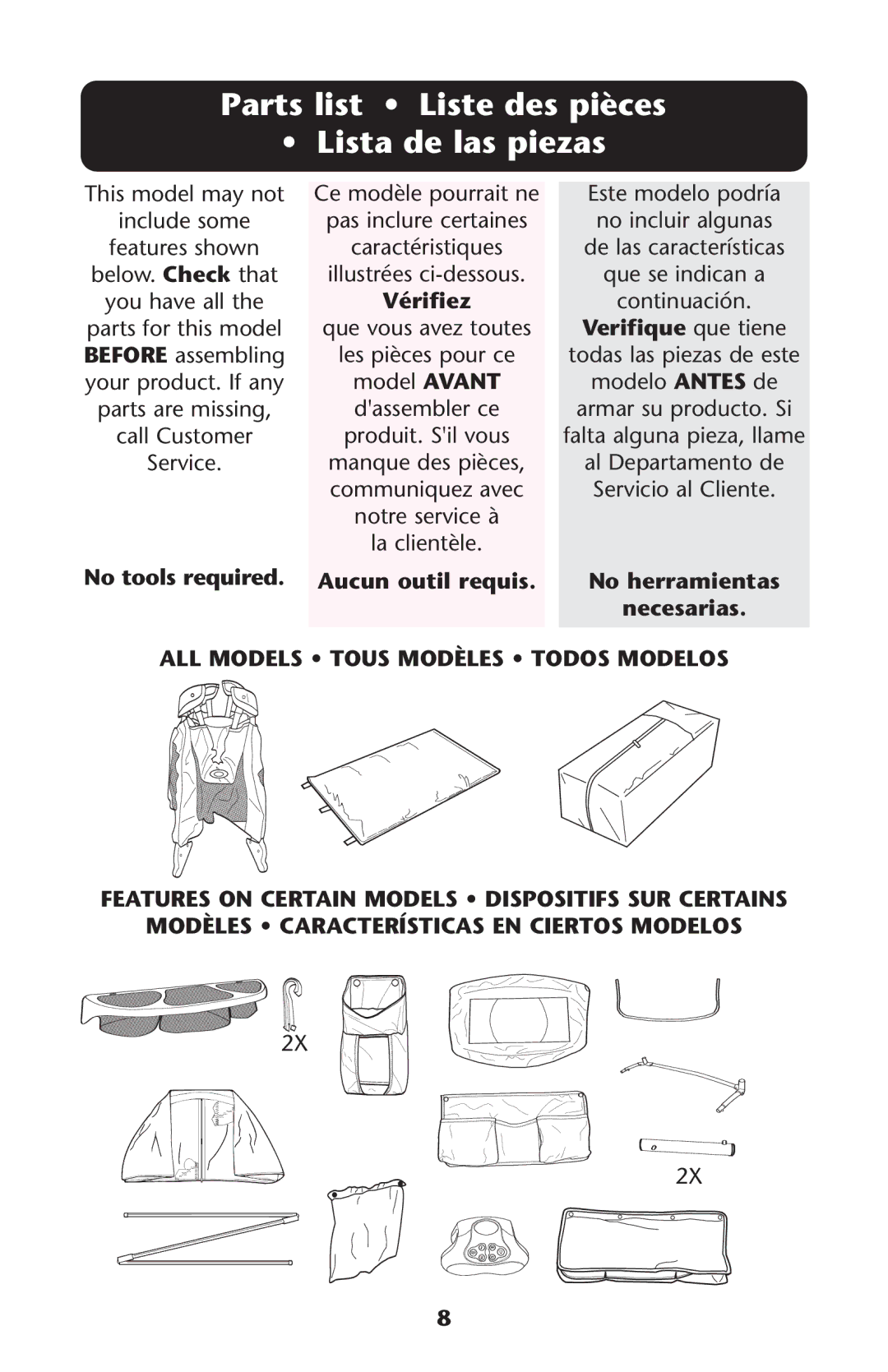 Graco ISPP077AA manual Parts list Liste des pièces Lista de las piezas, Vérifiez, Verifique que tiene 