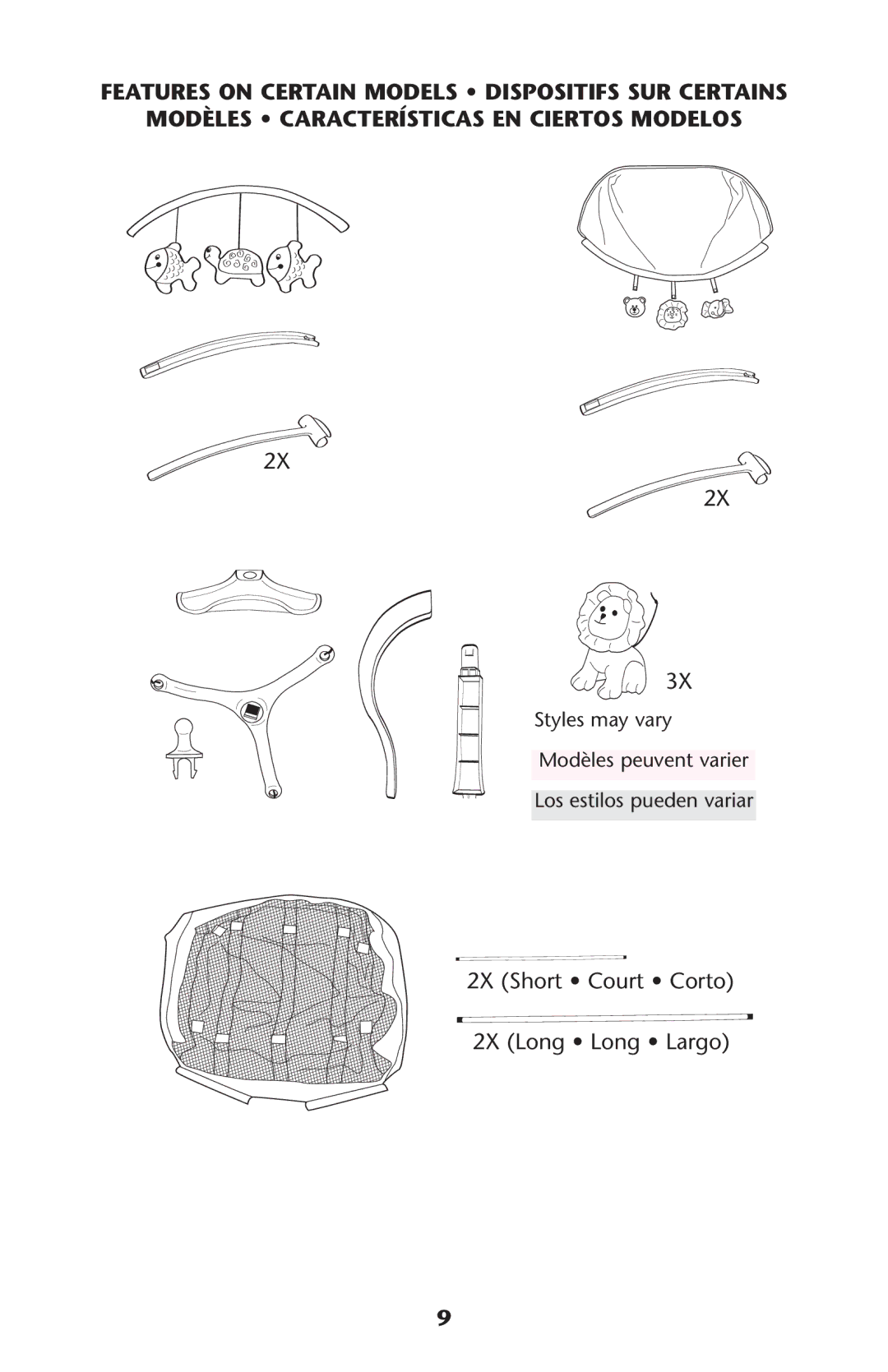 Graco ISPP077AA manual 2X Short Court Corto 2X Long Long Largo 