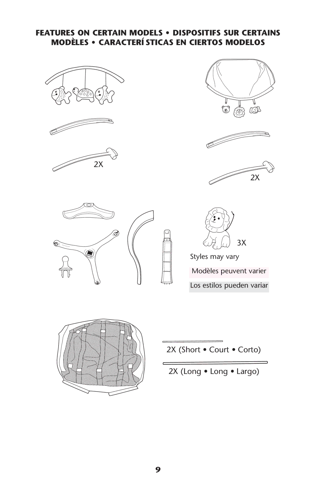 Graco ISPP077AB owner manual 2X Short Court Corto 2X Long Long Largo 