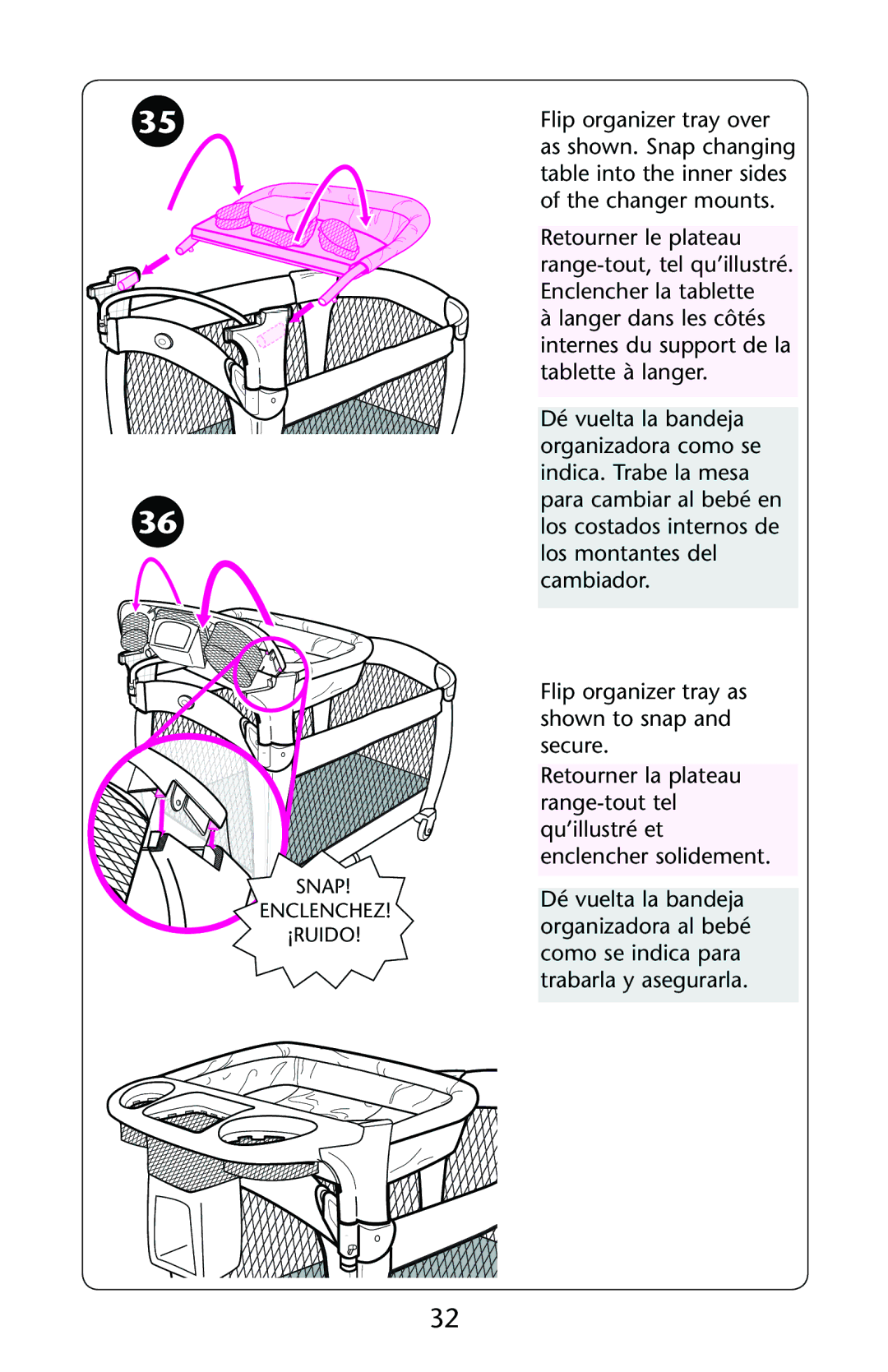 Graco ISPP089AB owner manual Snap Enclenchez ¡RUIDO 