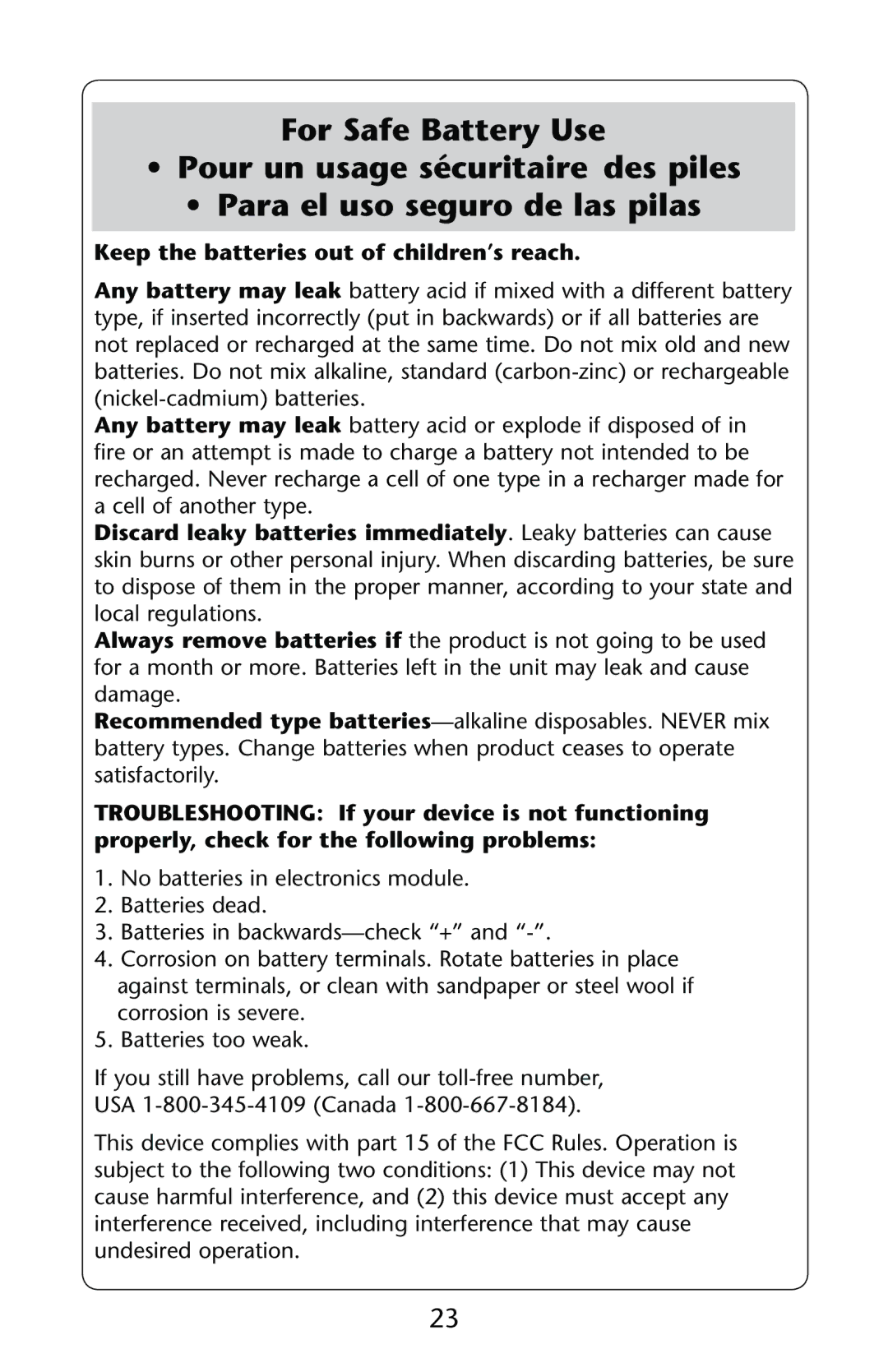 Graco ISPP089AB owner manual Keep the batteries out of children’s reach 