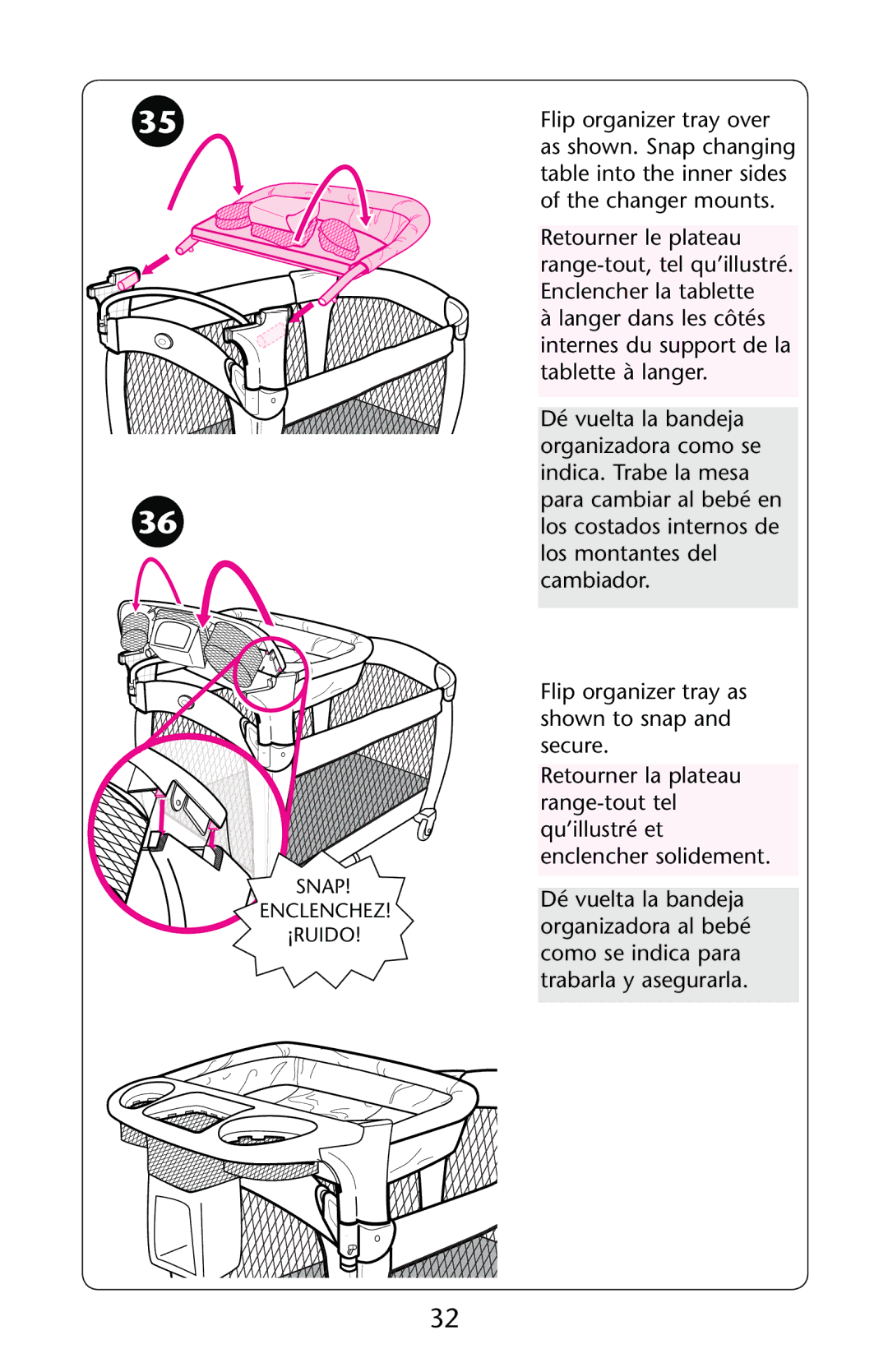 Graco ISPP089AB owner manual Snap Enclenchez ¡RUIDO 