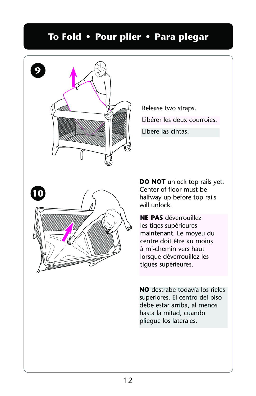 Graco ISPP119AE owner manual To Fold Pour plier Para plegar 