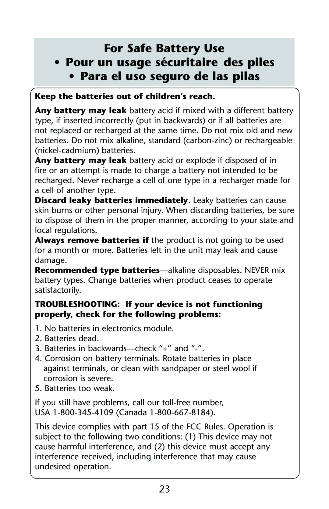 Graco ISPP119AE owner manual Keep the batteries out of children’s reach 