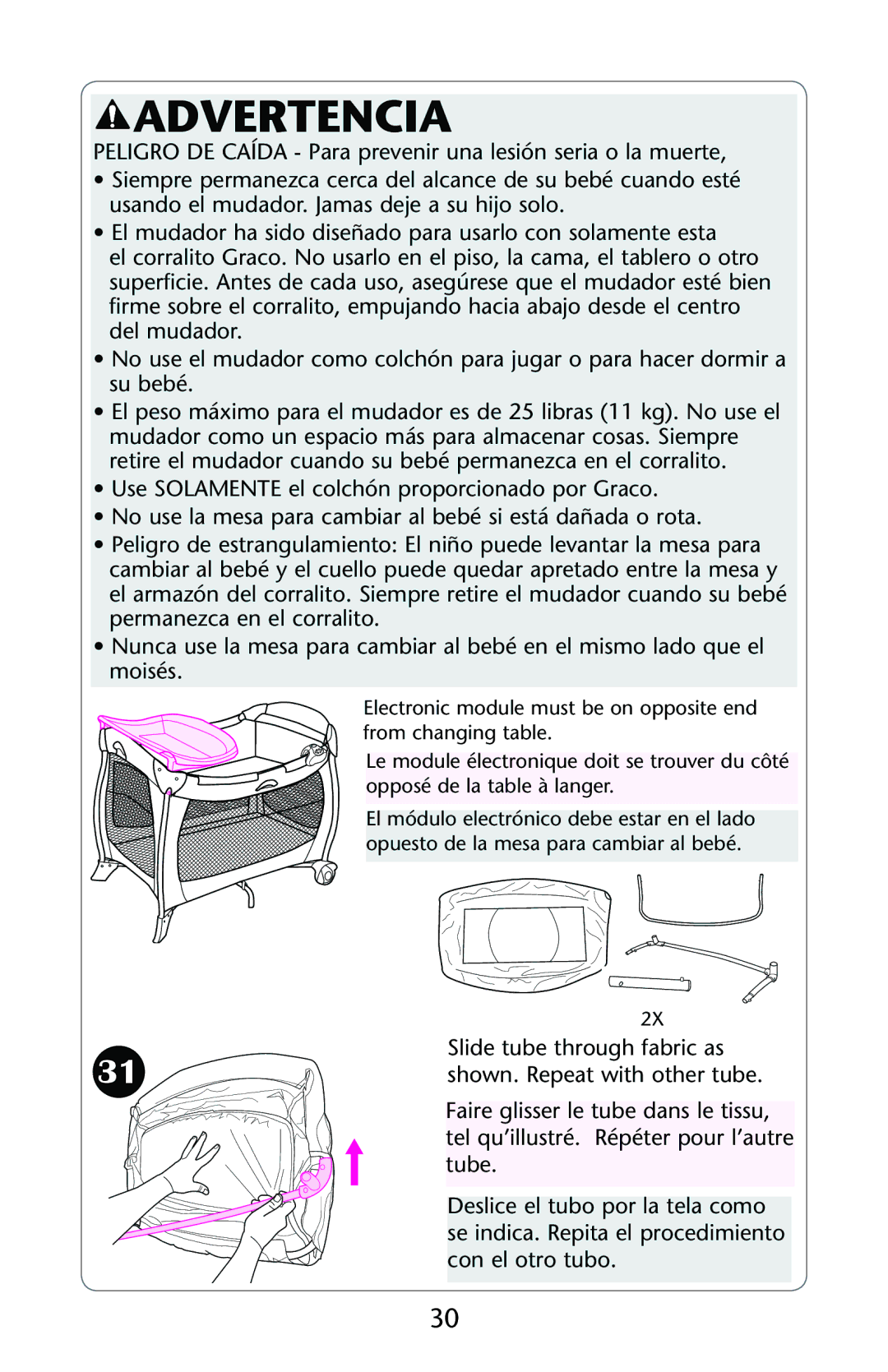 Graco ISPP119AE owner manual Advertencia 