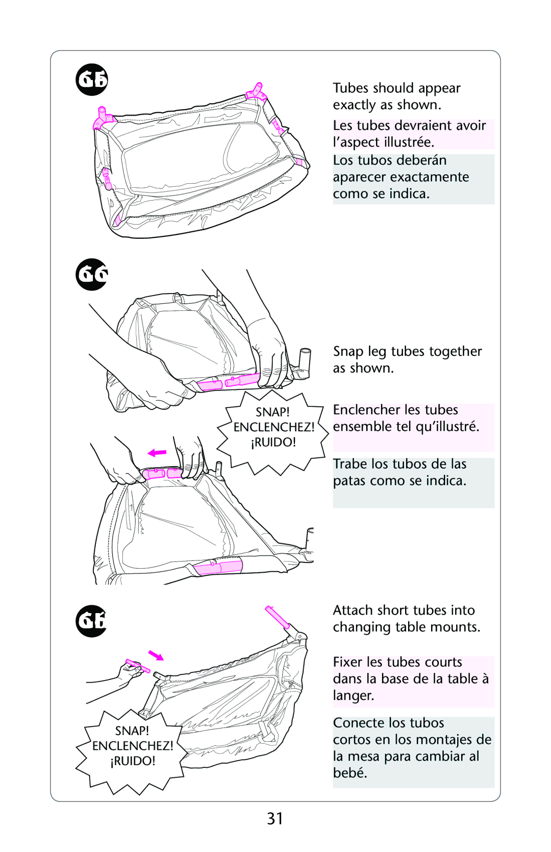 Graco ISPP119AE owner manual Enclencher les tubes 