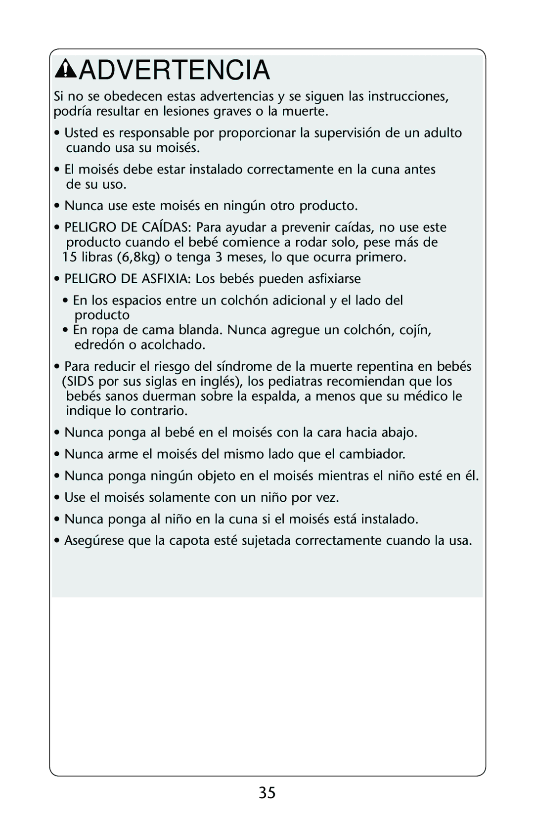 Graco ISPP119AE owner manual Advertencia 