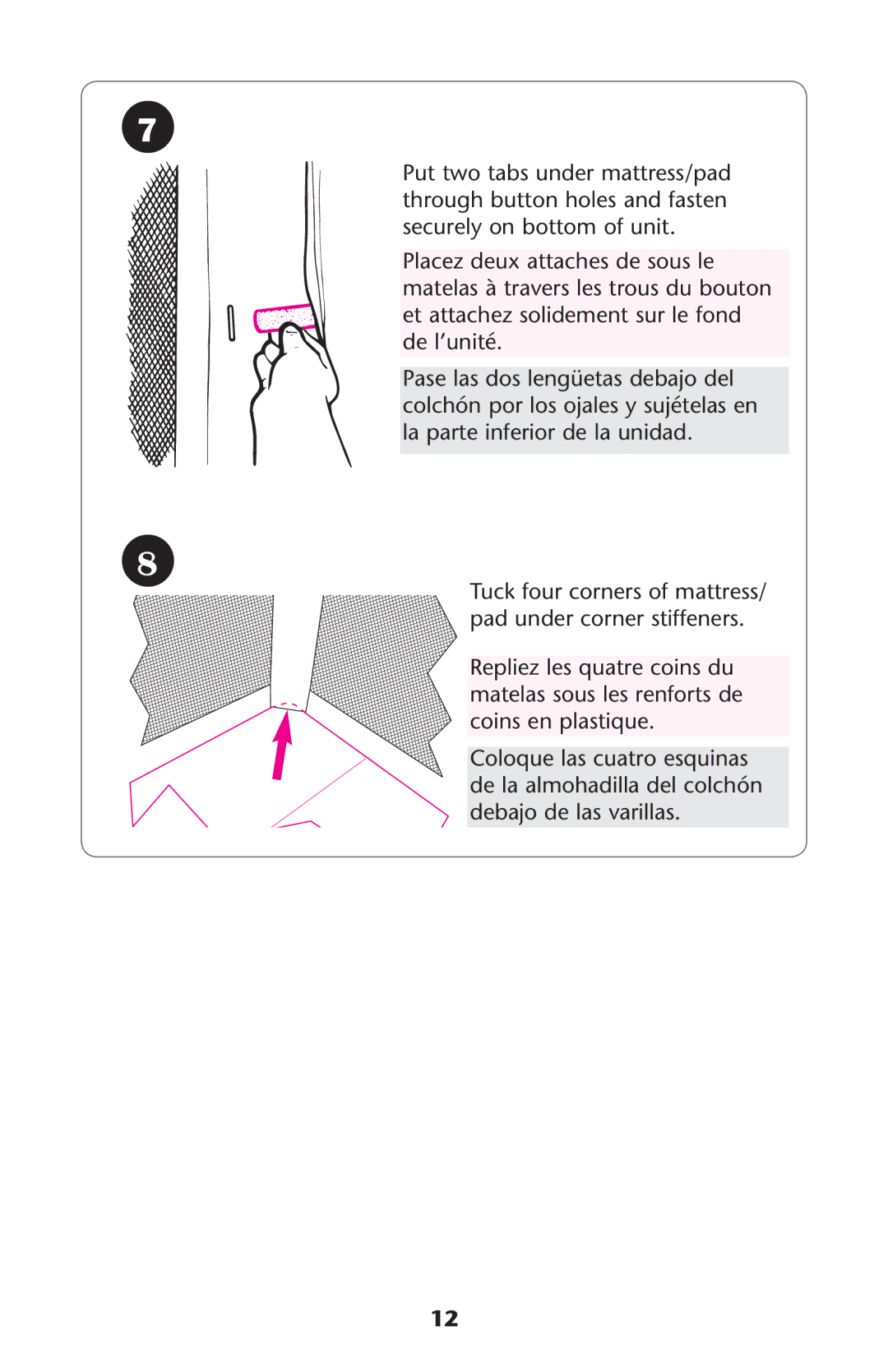 Graco ISPP120AD, 1751557 owner manual 4UCKCFOUR Cornersnof MATTRESS Padaunderdcorner STIFFENERS 