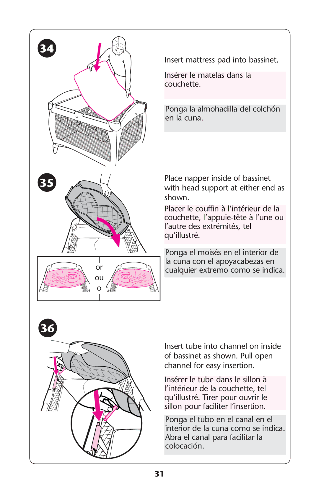 Graco 1751557, ISPP120AD owner manual Nsert Mattress Padainto BASSINET 