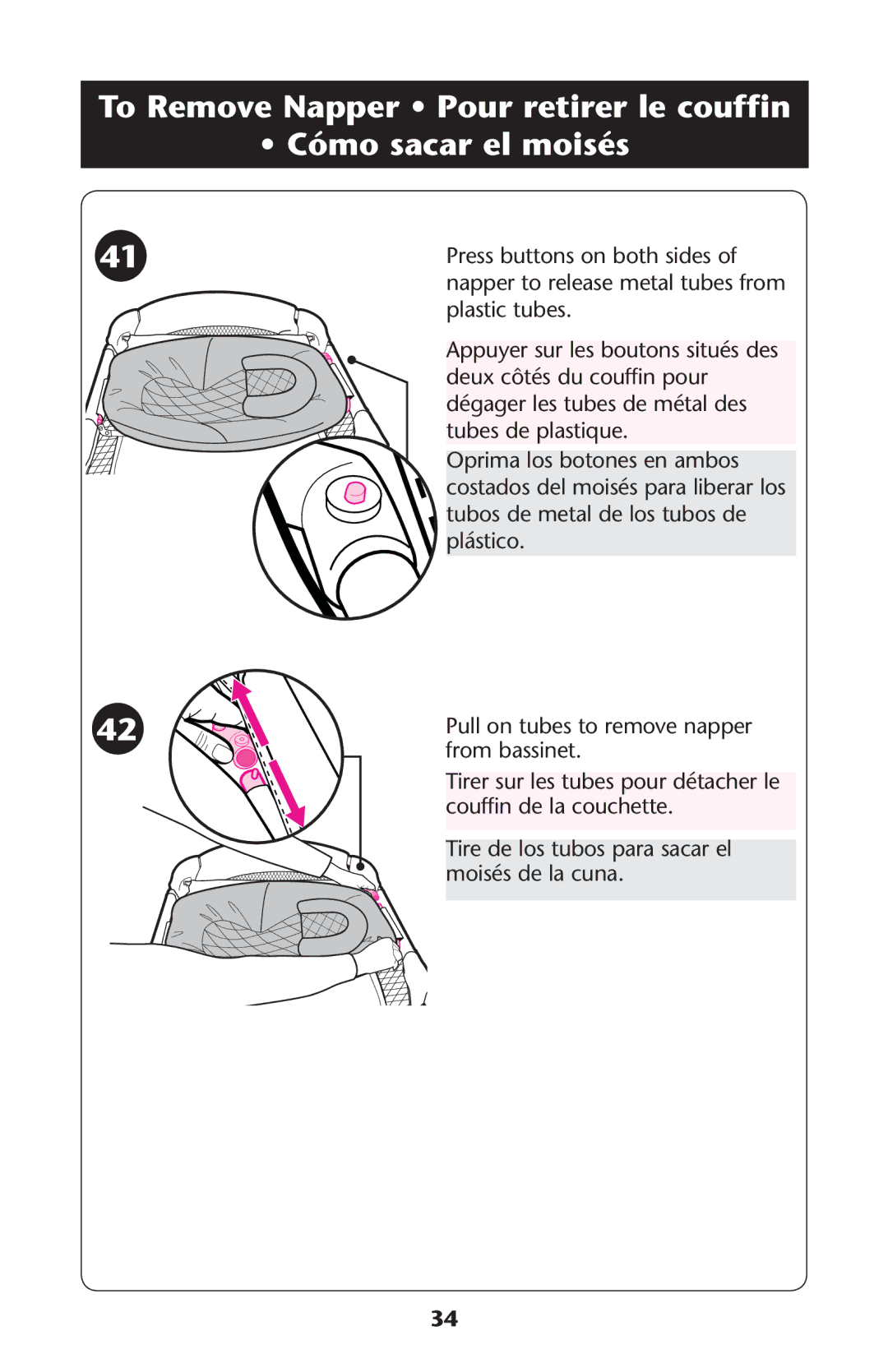 Graco ISPP120AD, 1751557 owner manual 0ULL on Tubesbto Remove Napper from BASSINET 