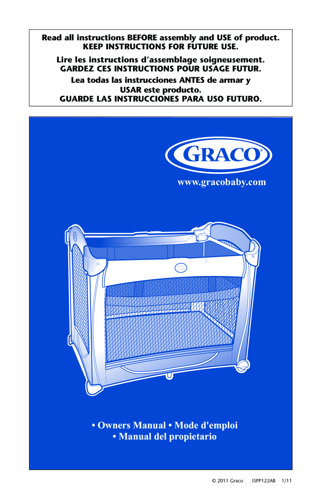 Graco ISPP122AB owner manual Read all instructions Before assembly and USE of product 