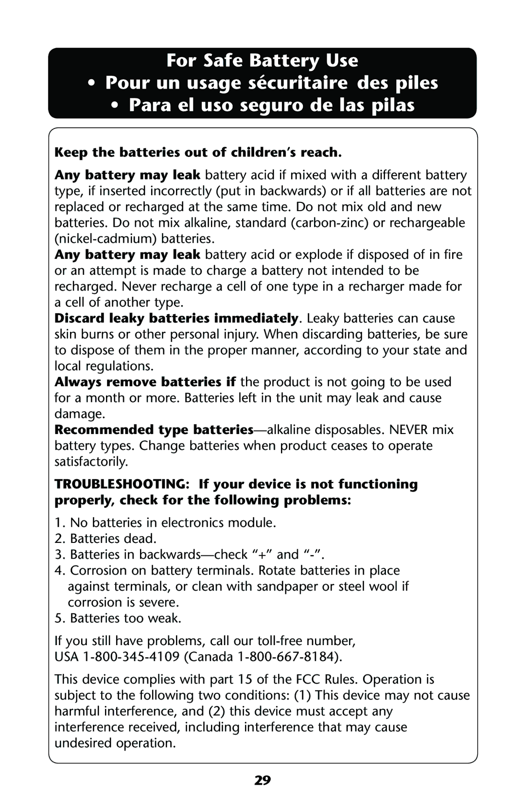 Graco ISPP122AB owner manual Keep the batteries out of children’s reach 