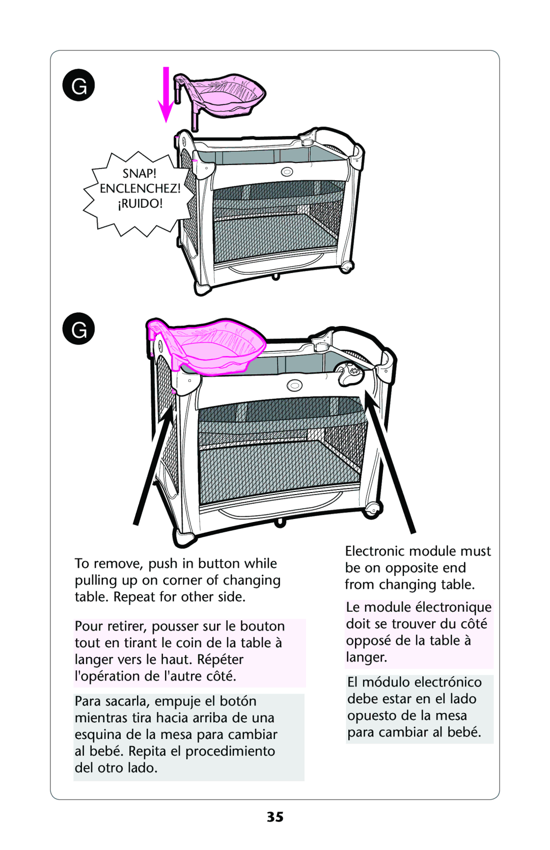 Graco ISPP122AB owner manual Snap Enclenchez ¡RUIDO 