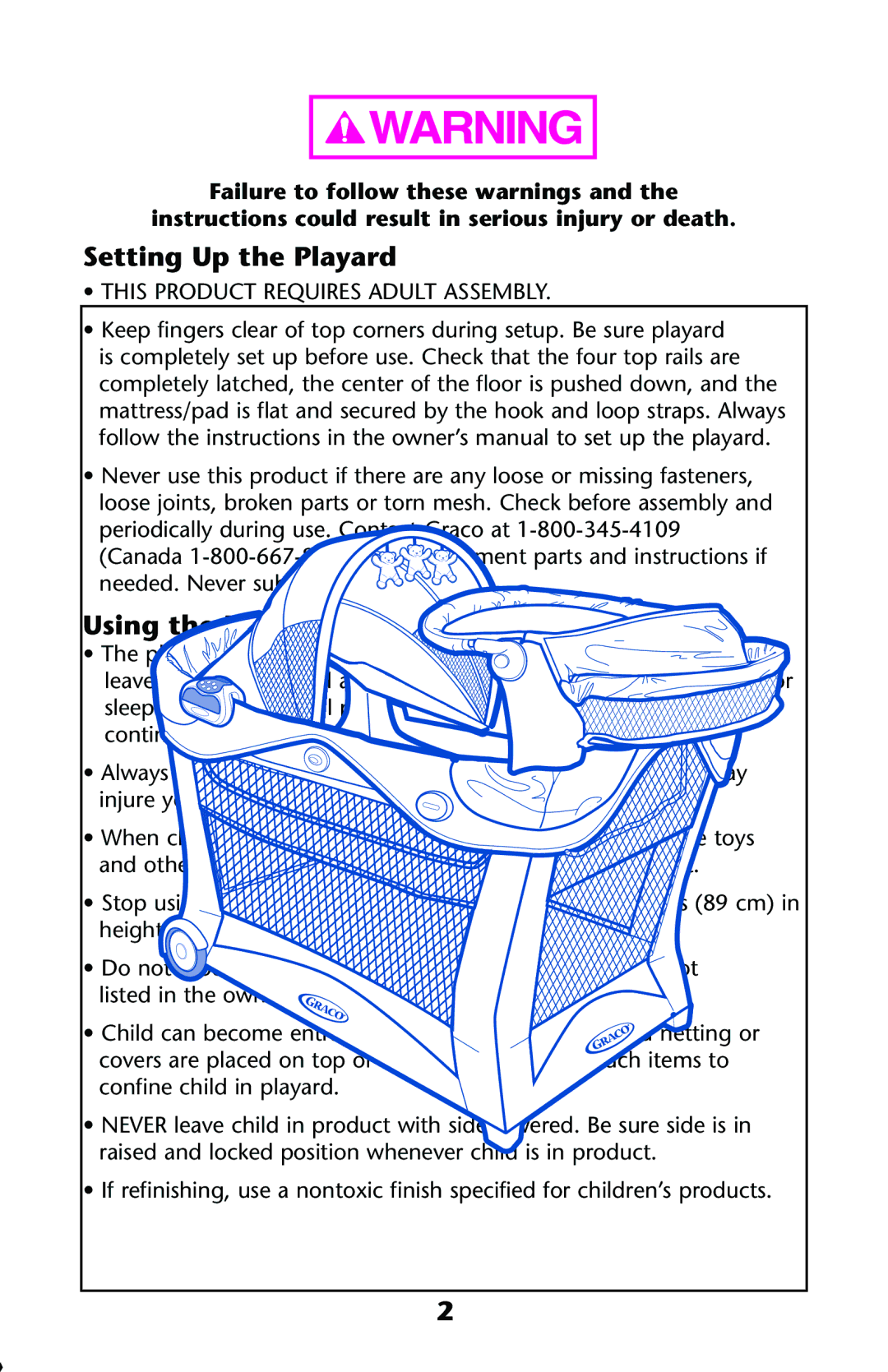 Graco ISPP124AB 1/11 owner manual Setting Up the Playard, Using the Playard 