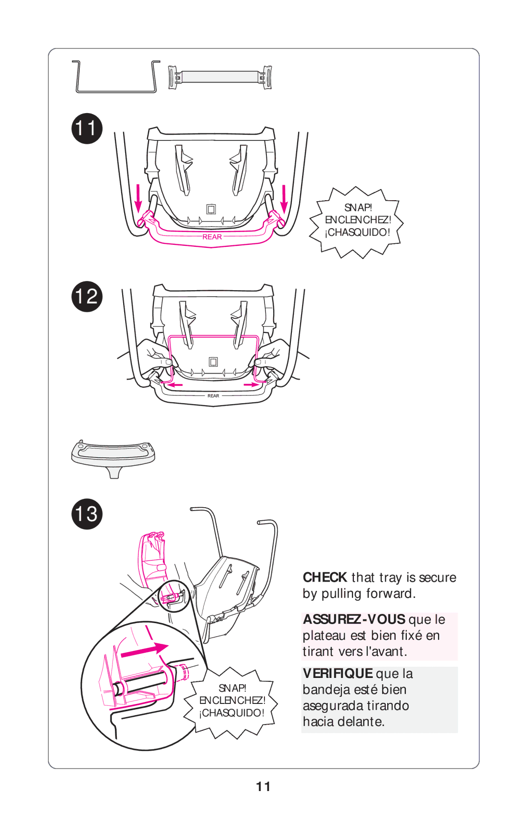 Graco ISPS002AC manual Check that tray is secure by pulling forward 