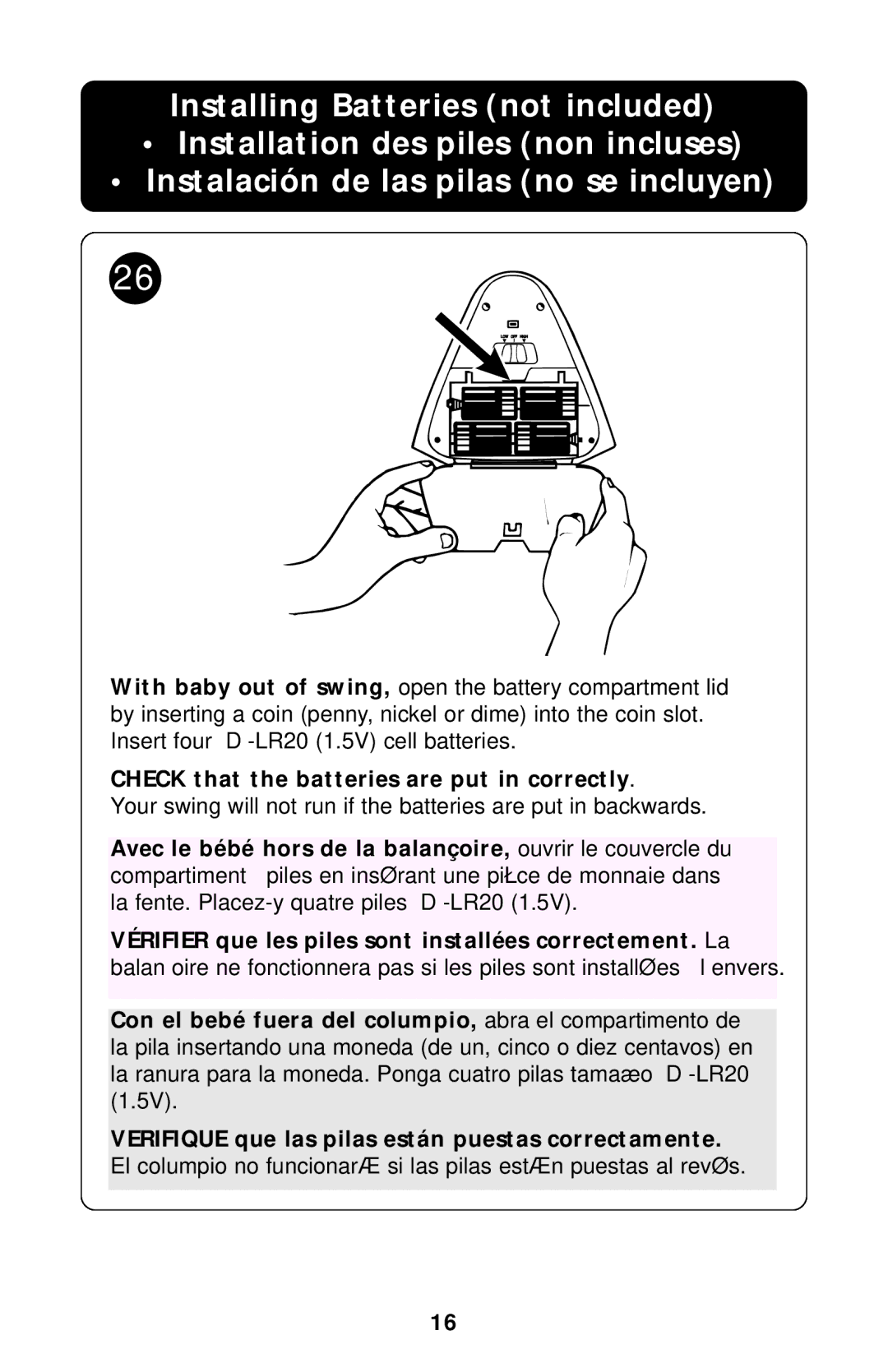 Graco ISPS002AC manual Check that the batteries are put in correctly 