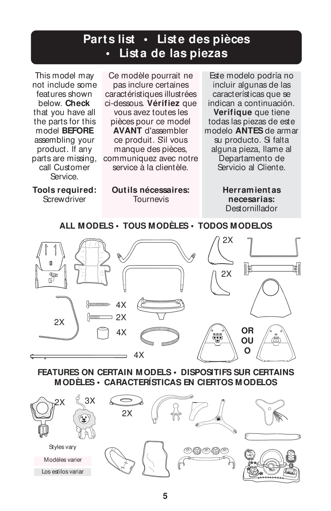 Graco ISPS002AC manual Parts list Liste des pièces Lista de las piezas, Verifique que tiene 