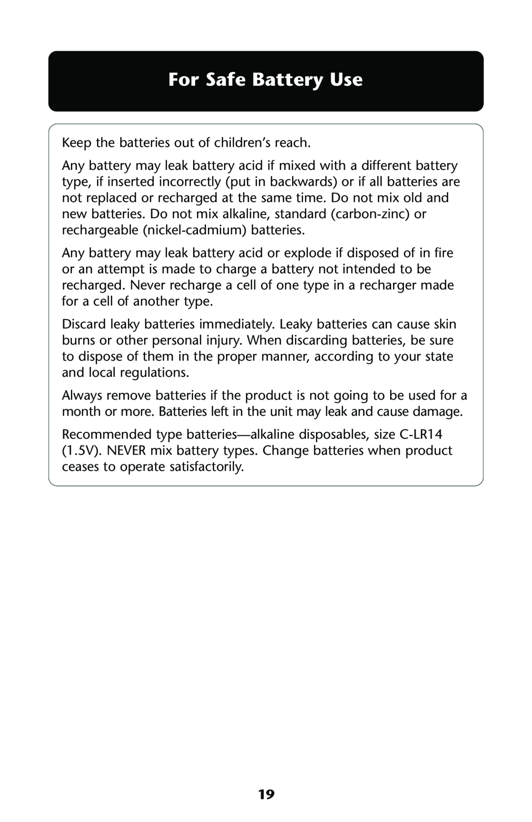 Graco ISPS031AA owner manual For Safe Battery Use 