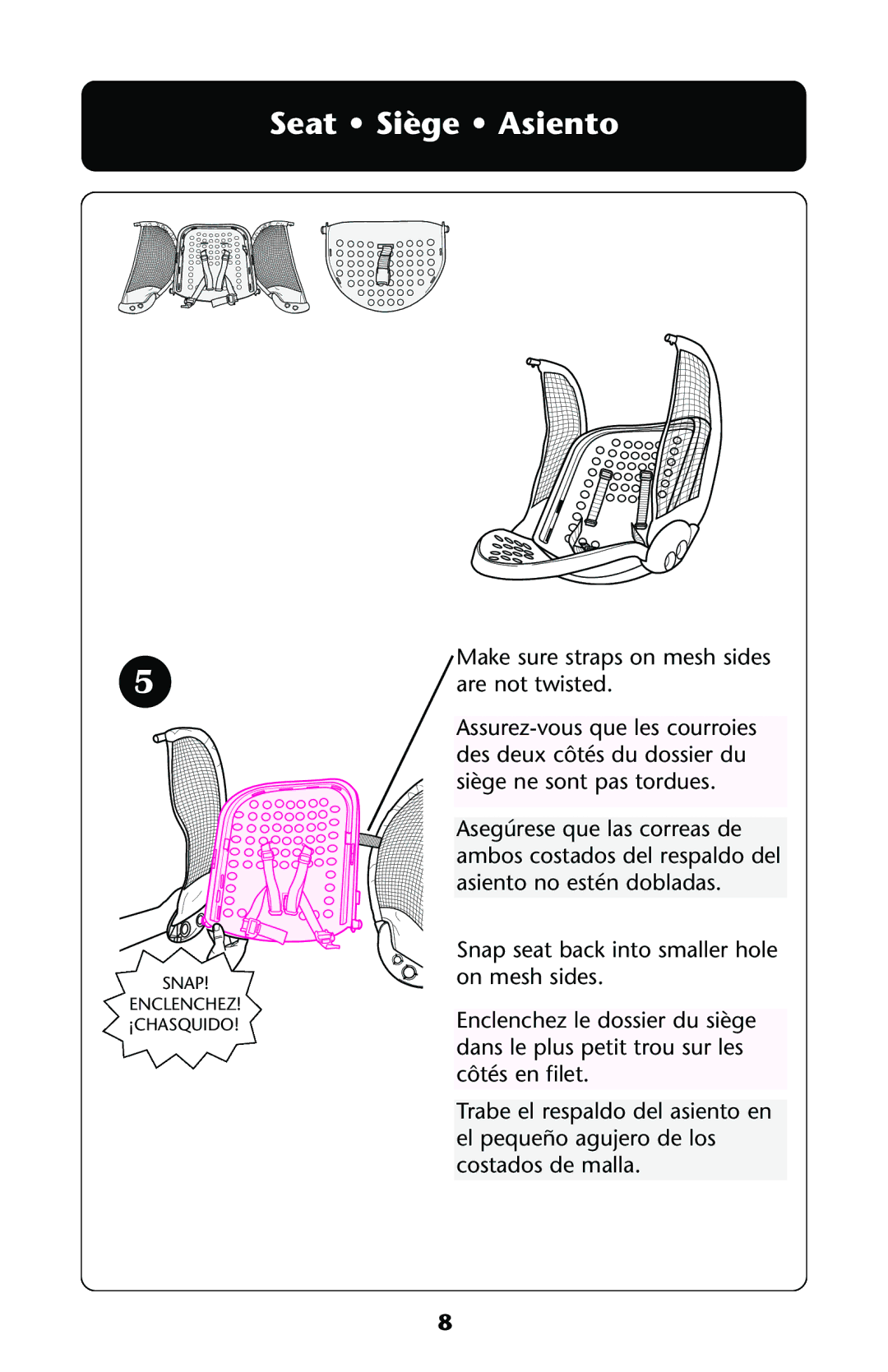 Graco ISPS031AA owner manual Seat Siège Asiento 