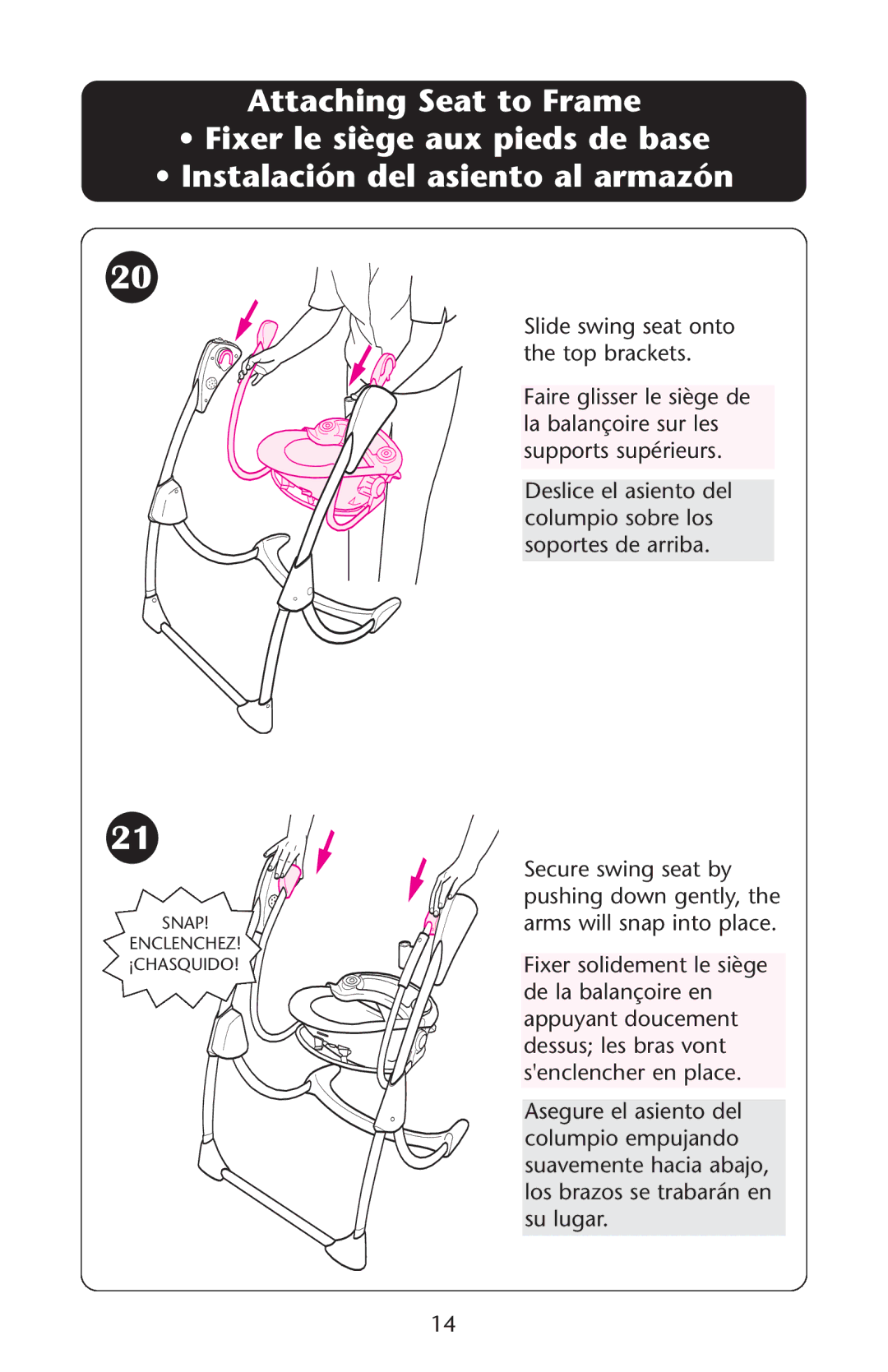 Graco ISPS035AB owner manual Arms will snap into place 