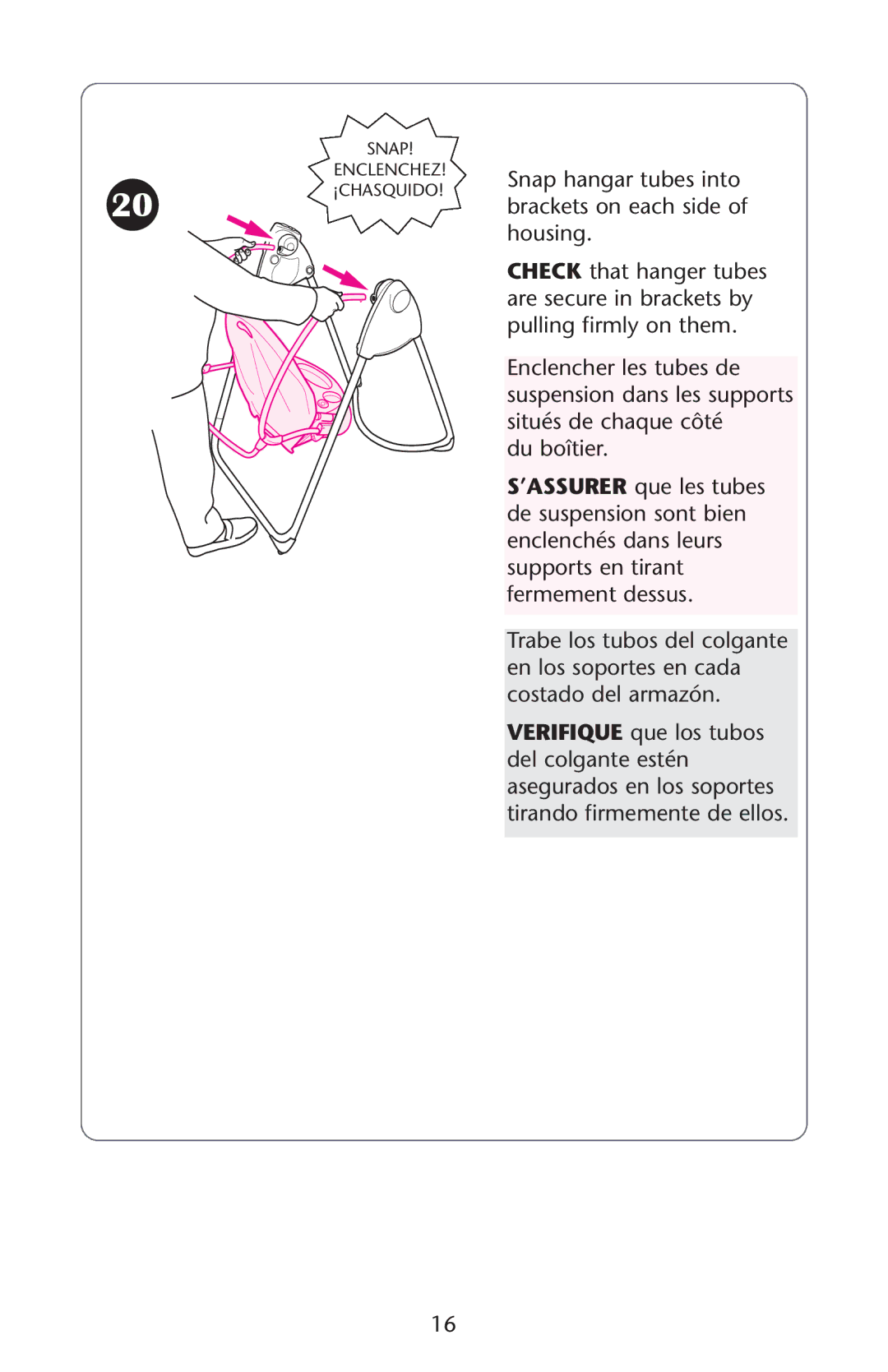 Graco ISPS040AB manual Snap Enclenchez 20 ¡CHASQUIDO 