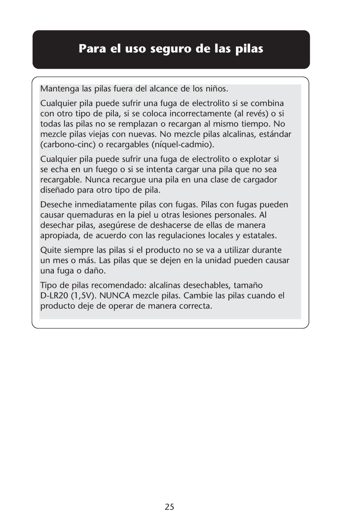 Graco ISPS040AB manual Para el uso seguro de las pilas 