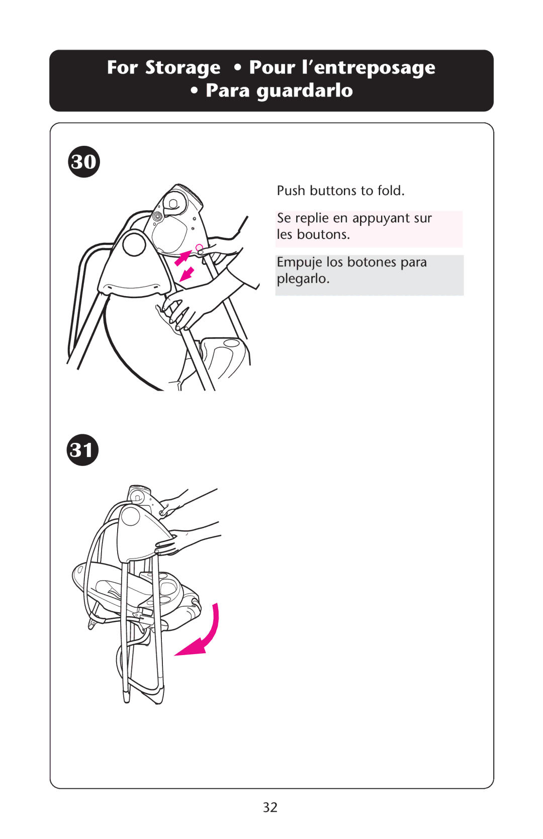 Graco ISPS040AB manual For Storage Pour l’entreposage Para guardarlo 