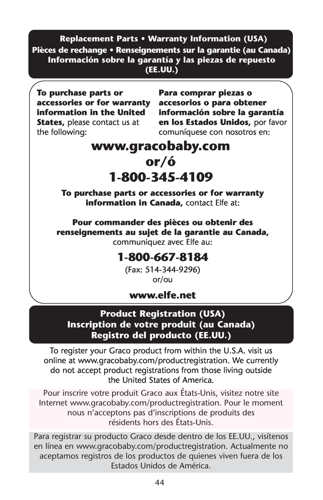 Graco ISPS040AC or/ó, Product Registration USA Inscription de votre produit au Canada, Registro del producto EE.UU 