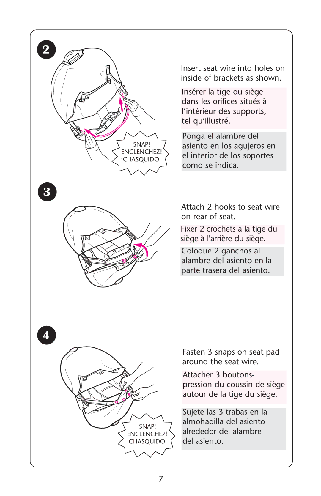 Graco ISPS040AC owner manual Snap Enclenchez ¡CHASQUIDO 