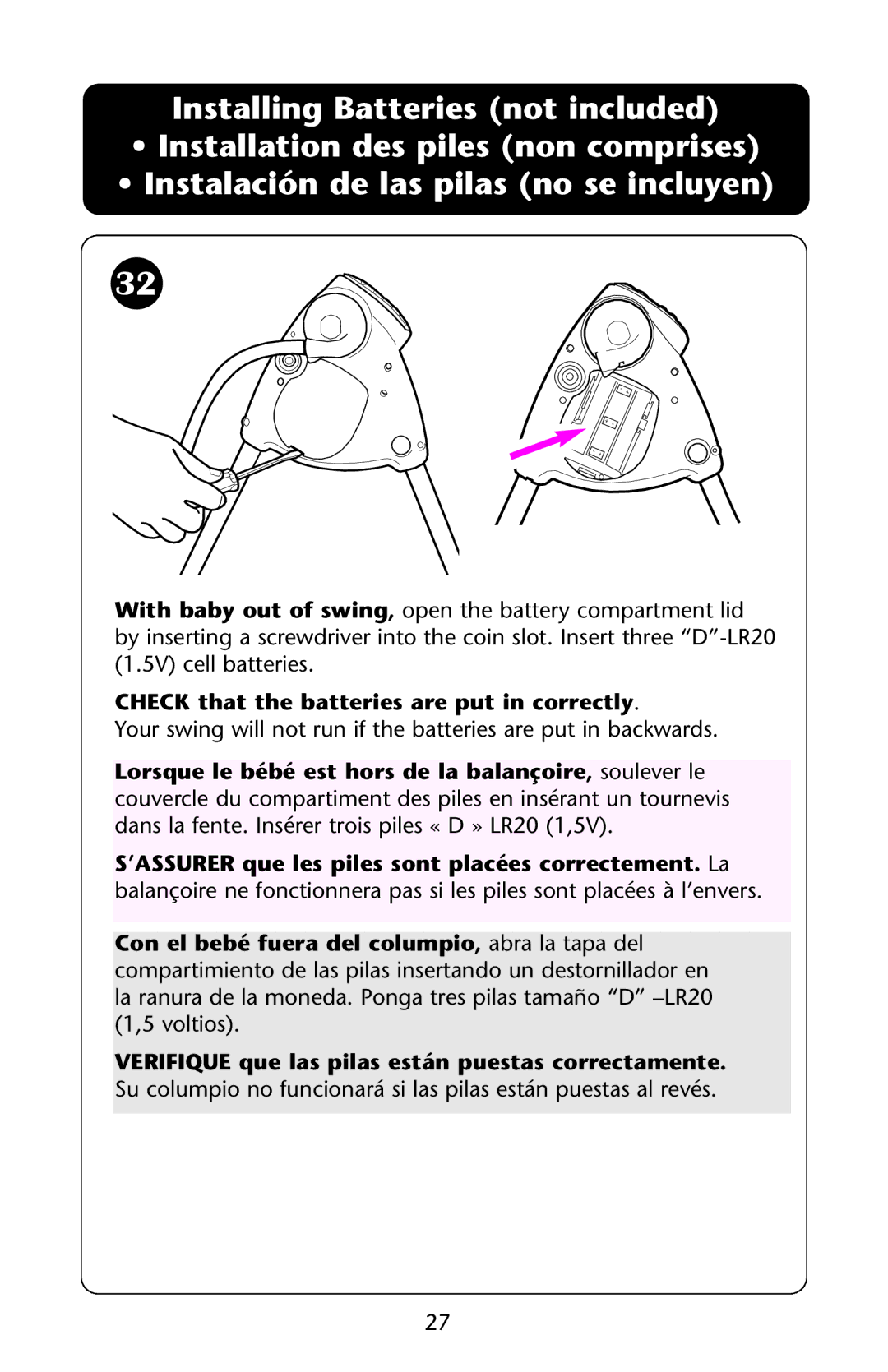 Graco ISPS042AA manual Check that the batteries are put in correctly 