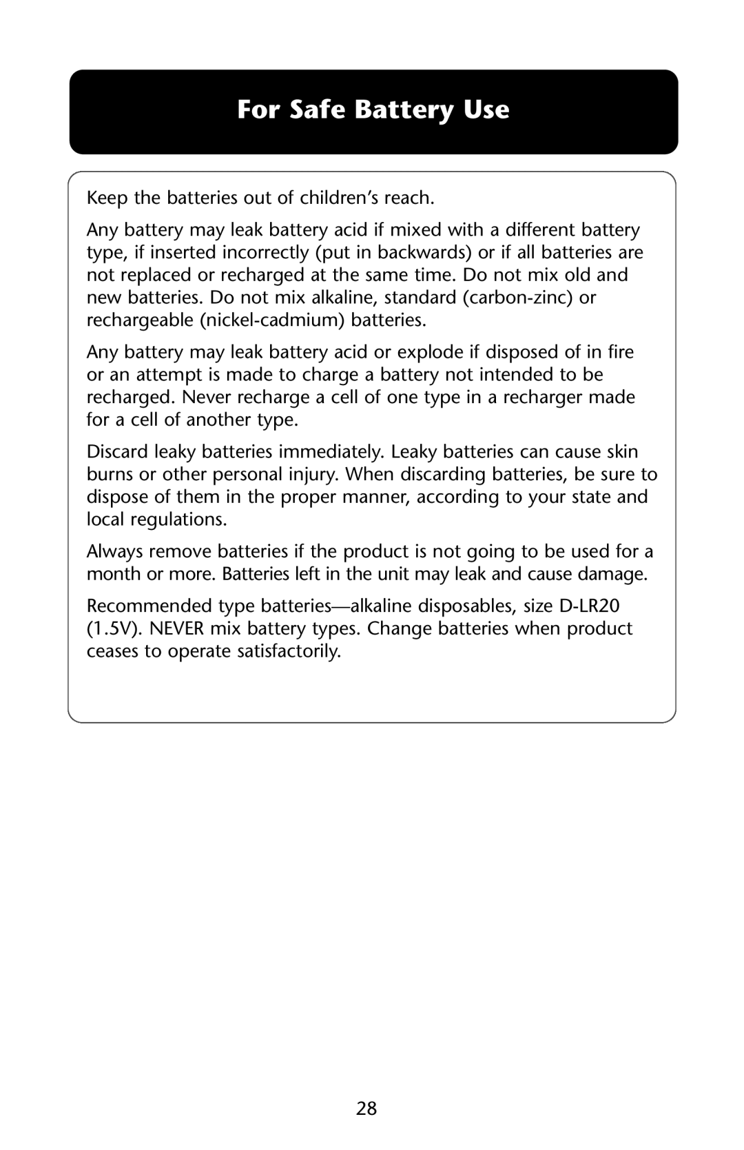 Graco ISPS042AA manual For Safe Battery Use 