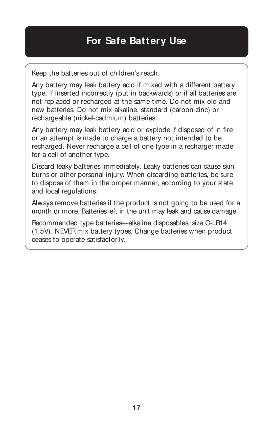 Graco ISPS055AA manual For Safe Battery Use 